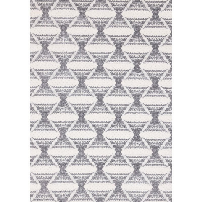 Tapis contemporain gris et blanc Jarrow, Rectangle 5 pi 3 po x 7 pi 7 po