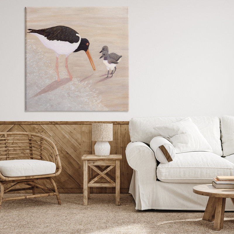 Toile American Oyster Catcher & Chicks, conception par Barbara Fallenbaum, H 36 po x l 36 po