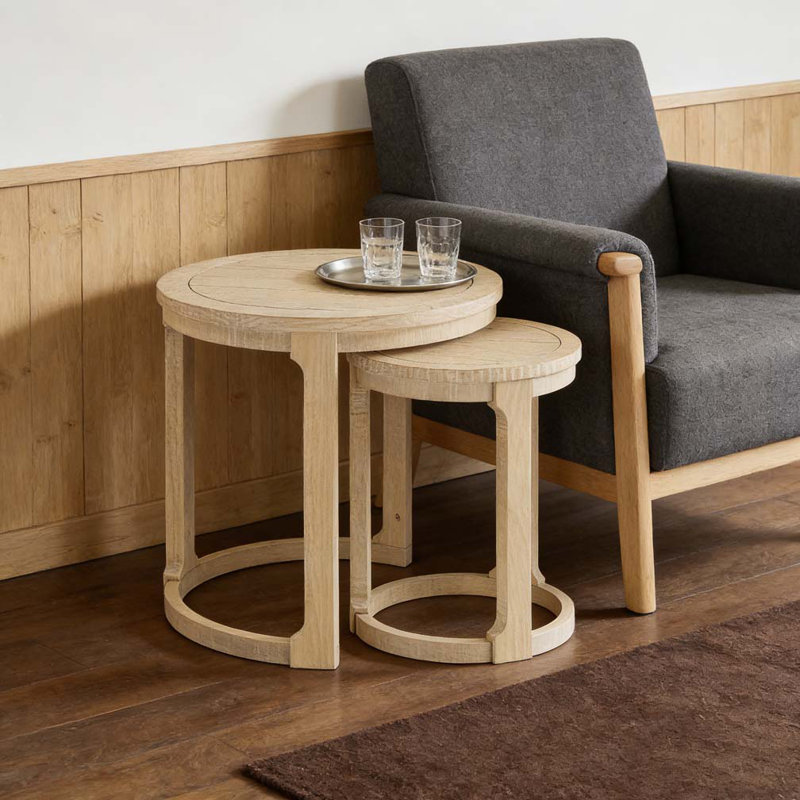 Ensemble de tables rondes 24 "2PCS, Chêne