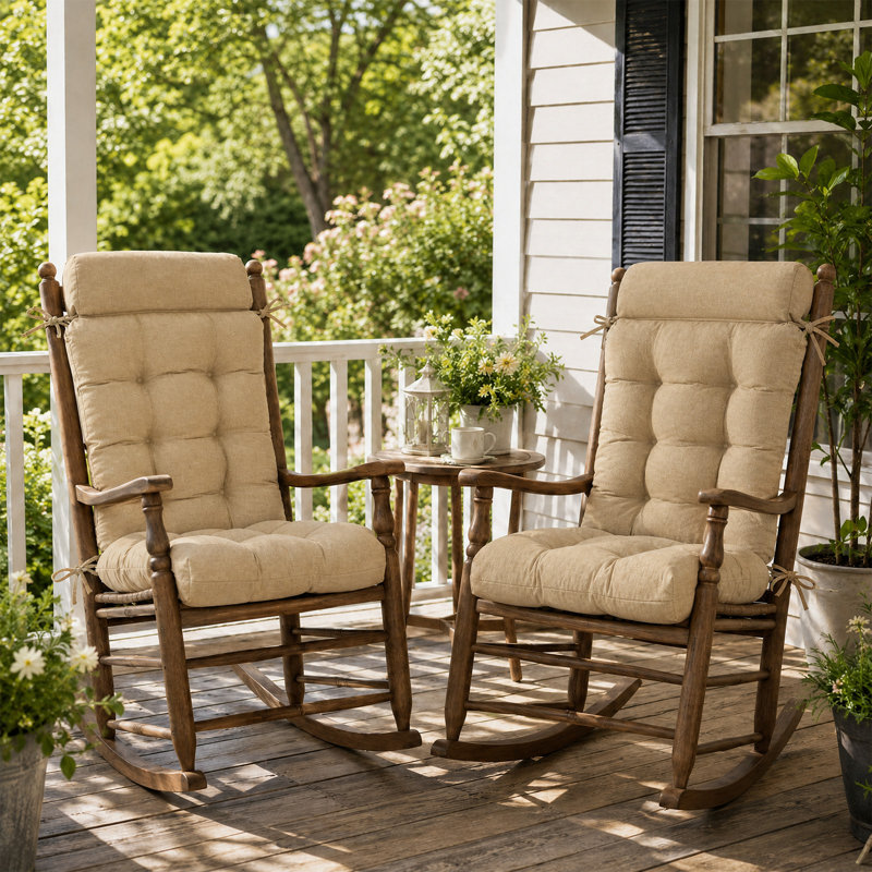  Tufted Rocking Chair Cushion, Set of 2, Brown
