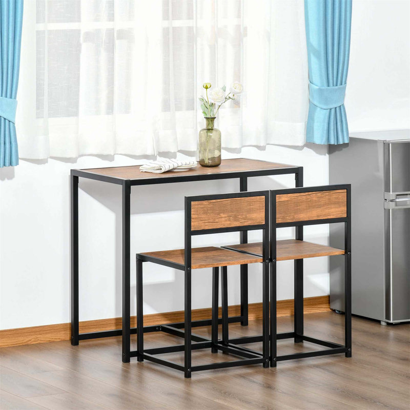 Ensemble de table de salle à manger industriel compact pour 3 personnes, parfait pour les petits espaces et les repas confortables
