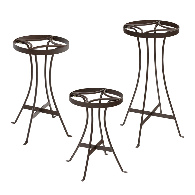 Bronze Iron Round Plant Stands with Curved Legs, Set of Three