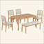 Ensemble de salle à manger de style rustique à rallonge 6 pièces 59-72 "- 4 chaises + banc compact, finition patinée et pieds rétro sculptés pour la cuisine / salle à manger-1429112255