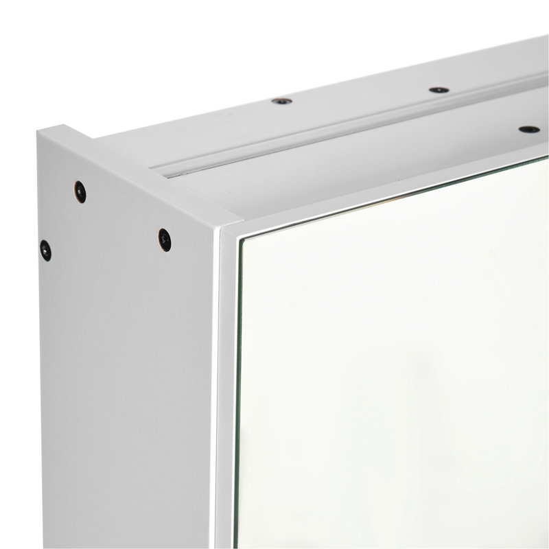Armoire à pharmacie à DEL, organisateur de miroir de meuble-lavabo mural 35,5 po x 29,5 po avec gradateur tactile, trois portes et charge USB, blanc