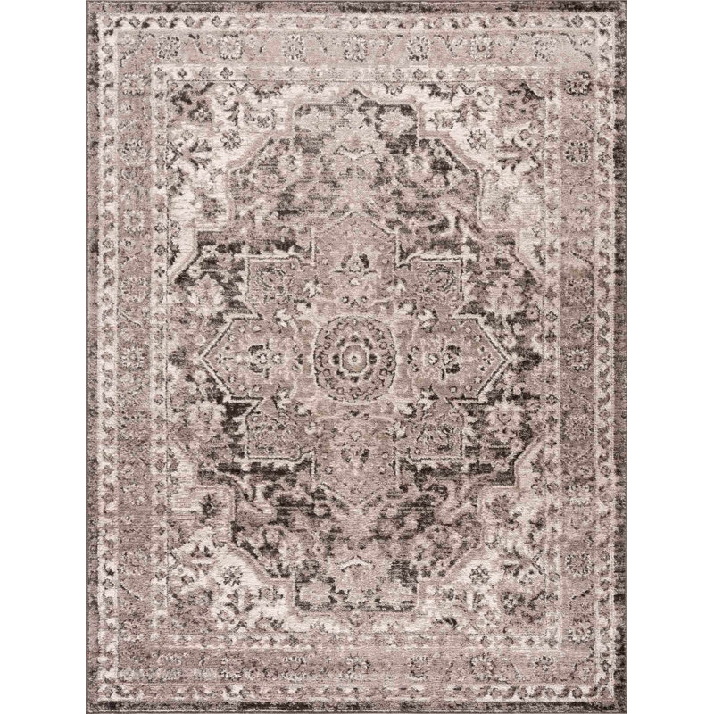 Jascha Moroccan Beige/Brown Area Rug, Rectangle 6'7" x 9'