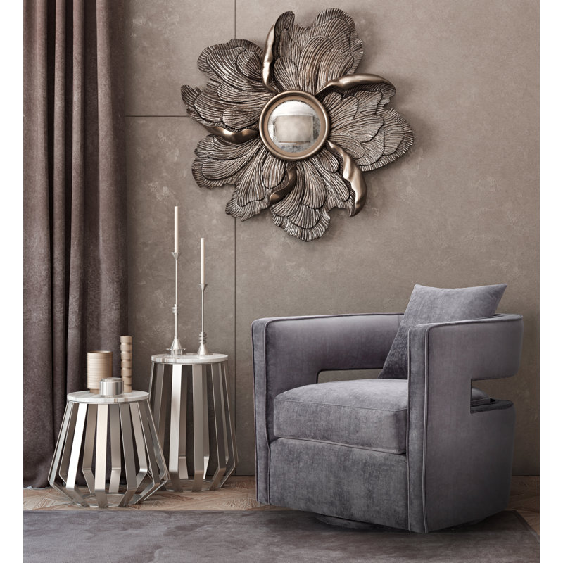 Kennedy Velvet Swivel Chair, Grey