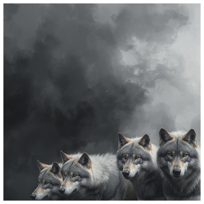 Gray Wolves In Fog Blankets, 60in W x 80in H