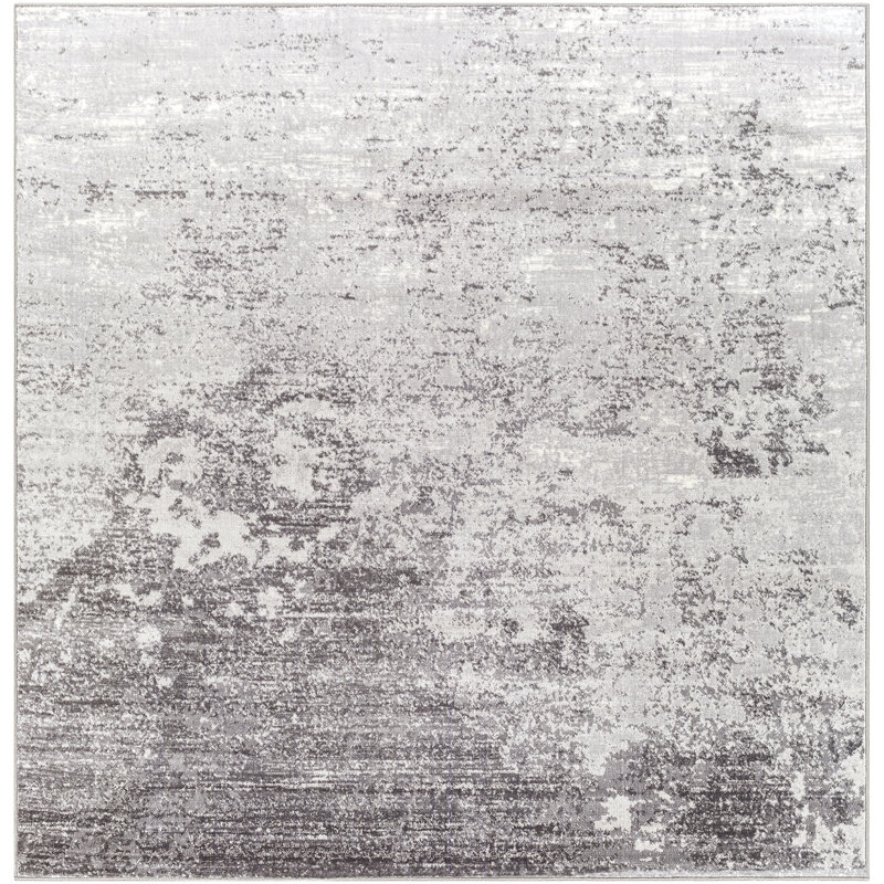 Power Loom Charcoal/White Rug, Square 200 cm