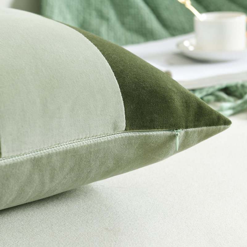 Striped Cotton Pillow Cover, Green