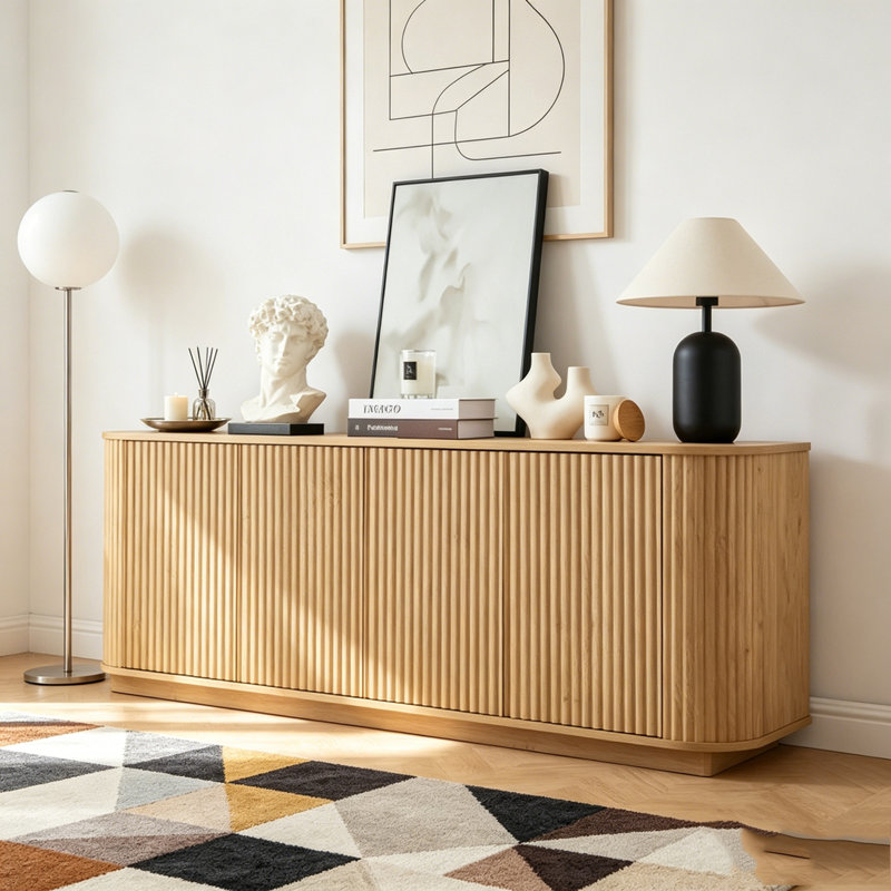Buffet de rangement avec motif à vagues Buffet, Natural