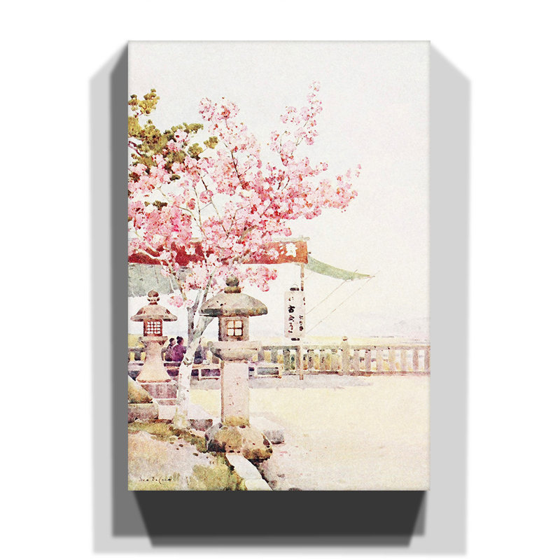 Japanese Oriental the Pink Cherry by Ella Du Cane - Wrapped Canvas, 76cm H x 50cm W
