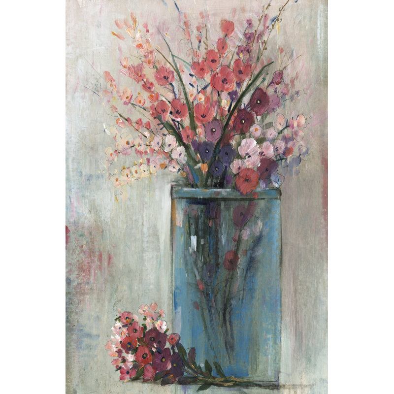 Blue Jar I - Painting on Canvas, 46cm H x 30cm W, Black Floater Framed