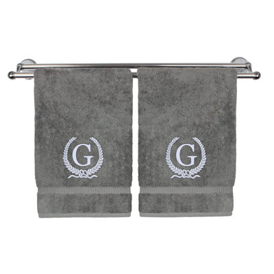 Essuie-mains monogramme - ensemble de 2 - lettre de conception de couronne