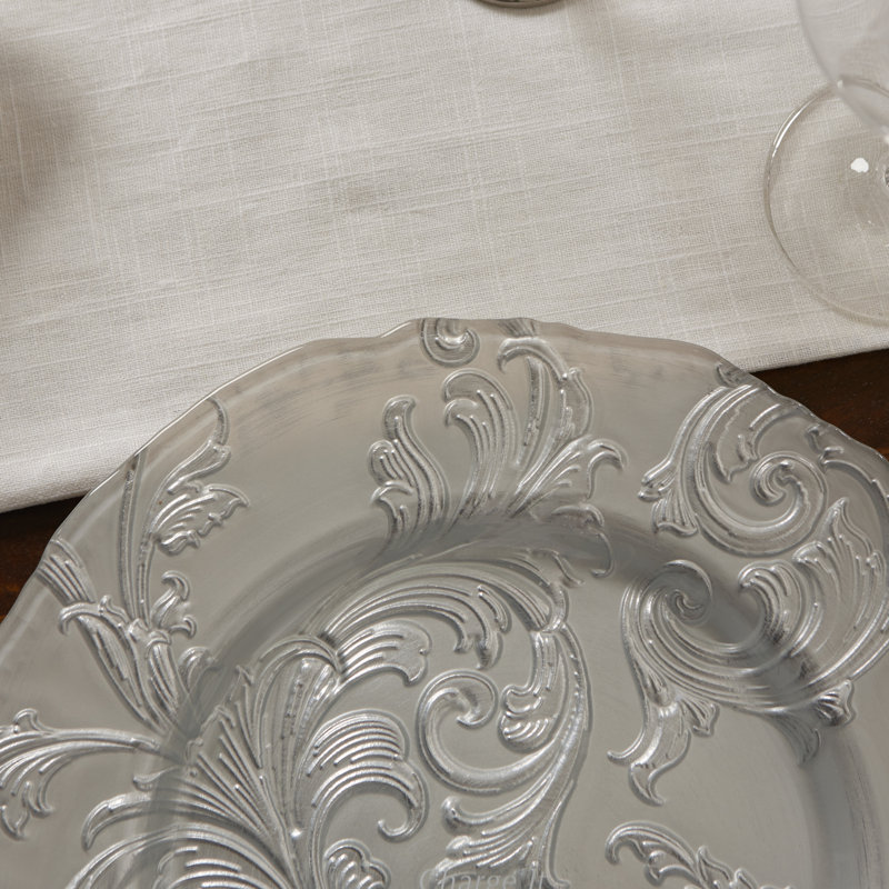 Plat de service en verre argenté Vanessa, Argent