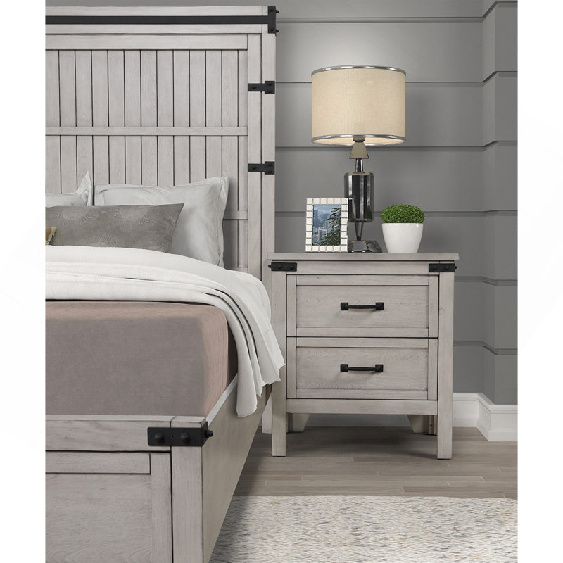 Two Drawer Nightstand, Mountain Mist Finish