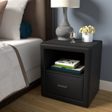 Manhattan Upholstered Faux Leather Nightstand-Pre Assembled Low Profile End Table