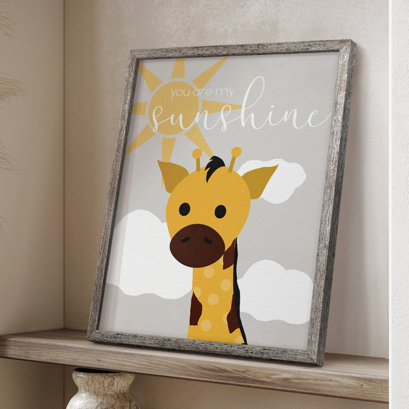 Sunshine Giraffe, reproduction encadrée - bois massif, H 11 po x l 9 po