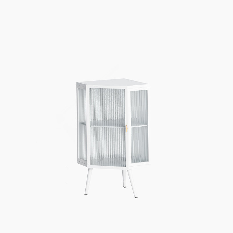 Armoire à plancher 22,25 po avec porte en verre trempé, Blanc