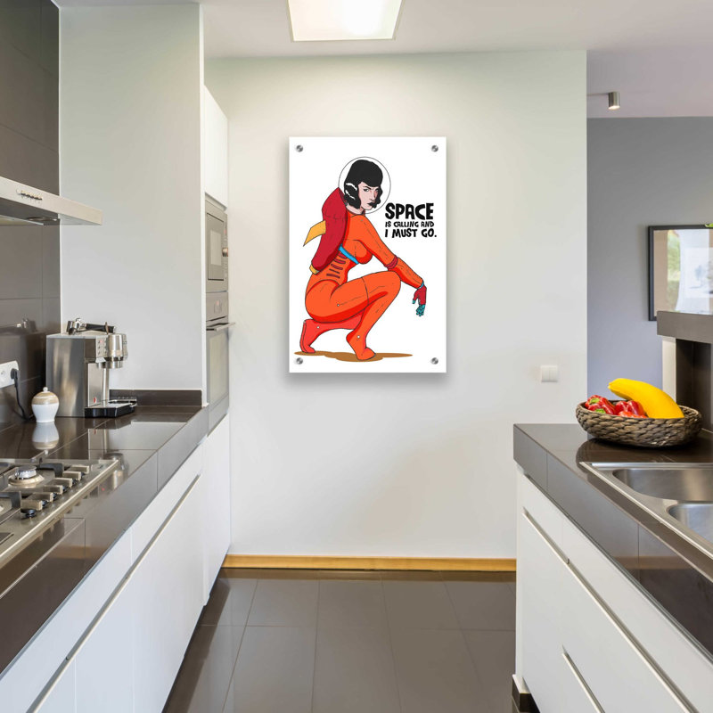 «Bettie Astronaut 2» par Craig Snodgrass, art mural en verre acrylique, H 36 po x l 24 po x P 0,2 po