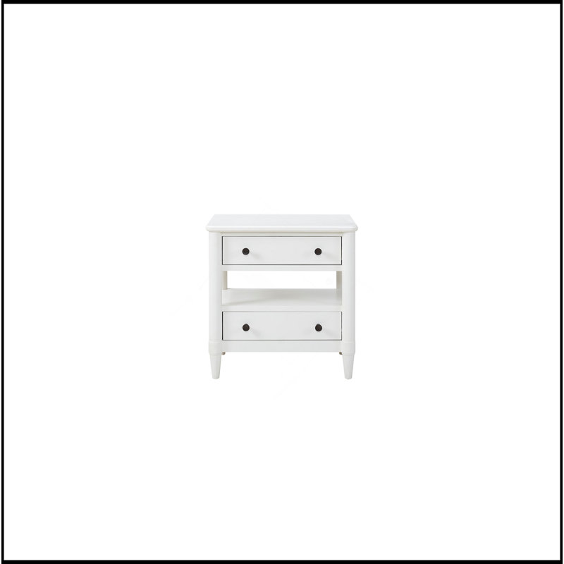 Open Nightstand With 2 Drawers, White