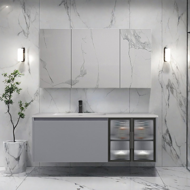 Modern light luxury style simple bathroom cabinet, 55"