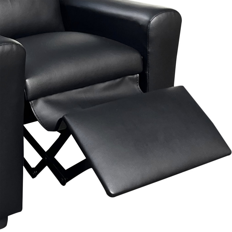 Fauteuil inclinable pour enfants en cuir de polyuréthane noir 23 po avec porte-gobelet Marisa, Noir