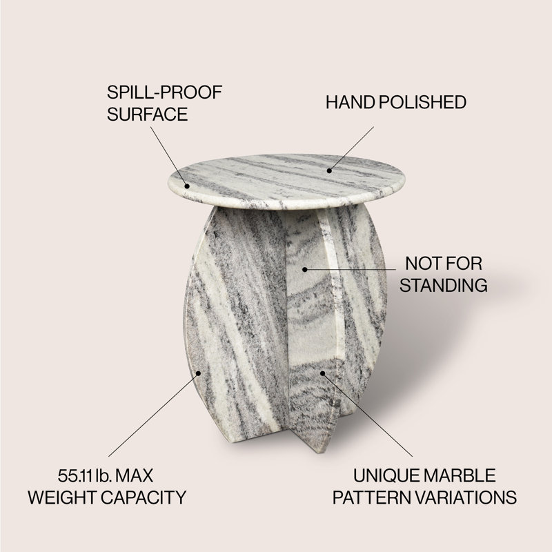 17.5" Contemporary Natural Marble Handmade X-Shaped End Table