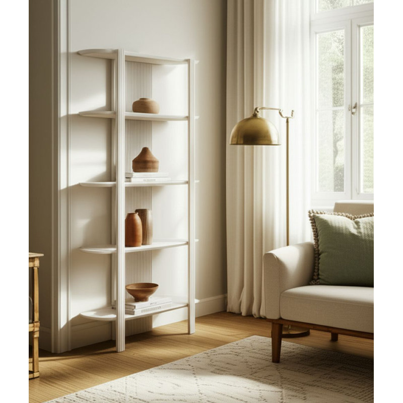  71" Catalina Fluted Wood Etagere, Cream