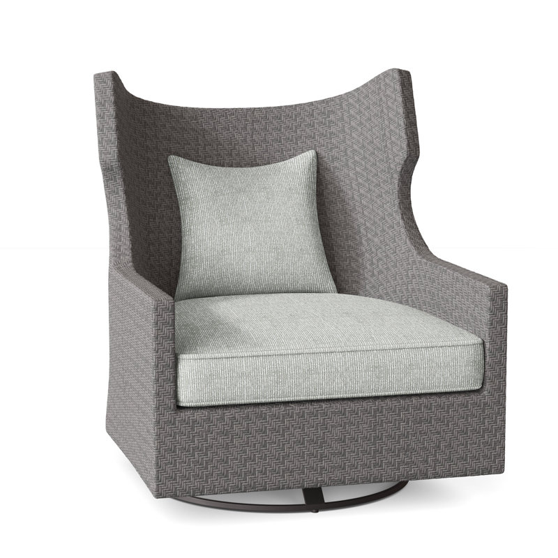 Captiva Swivel Patio Chair with Cushions, Lt Grey Chenille Woven Stripe 6023-010