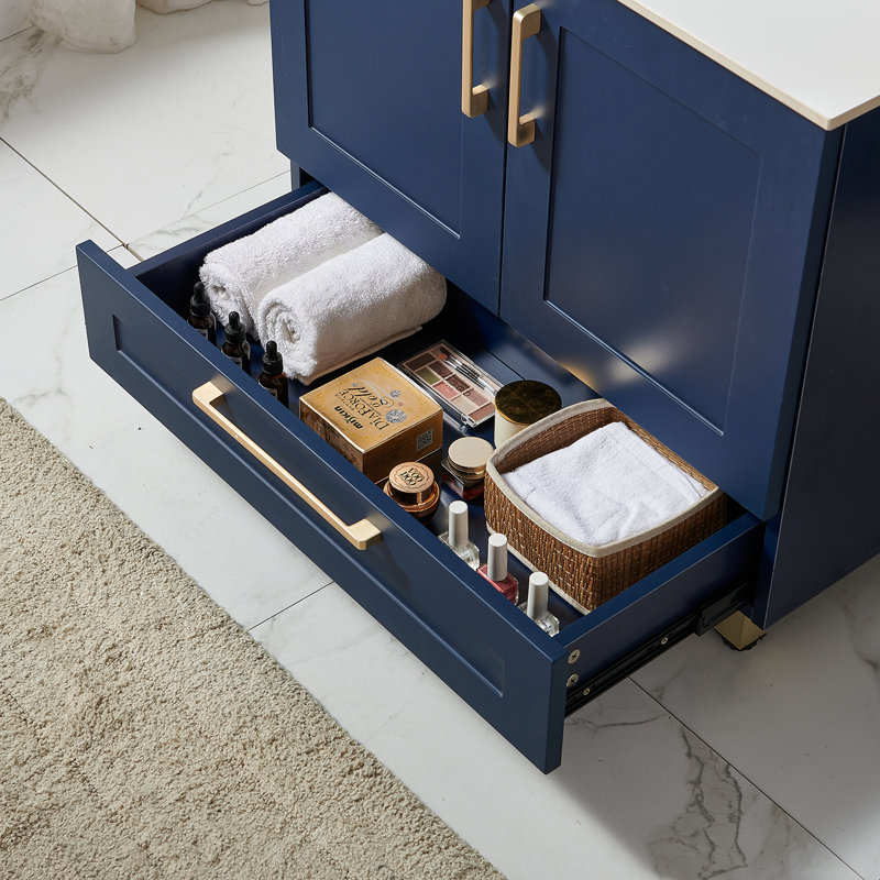 Meuble-lavabo simple 30 po avec comptoir en céramique Leonaldo