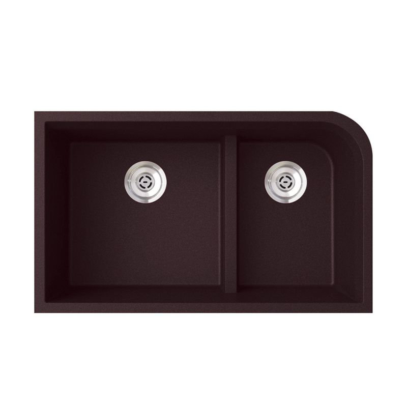31.875'' L Double Bowl Granite Kitchen Sink, Espresso