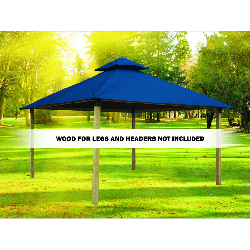 Roof Framing And Mounting 12 Ft. W x 12 Ft. D Solid Wood Gazebo, Island Blue, 141.5" H x 144" W x 144" D