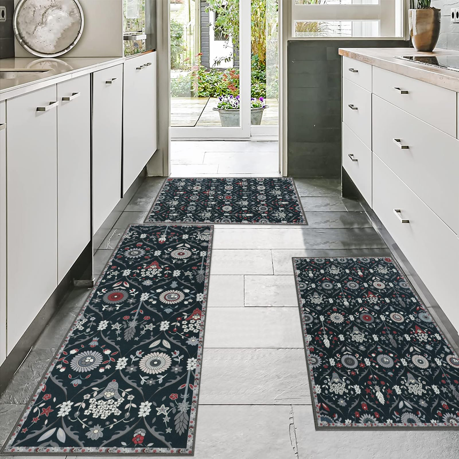 Bungalow Rose Non Slip Kitchen Rug Sets of 3 | Wayfair