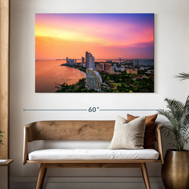 R bord de mer de la ville de Pattaya, H 34 po x l 51 po