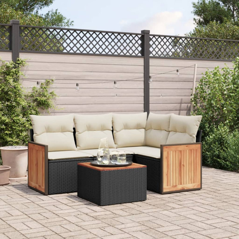 Vidaxl Garden Sofa Set Black, Cream White