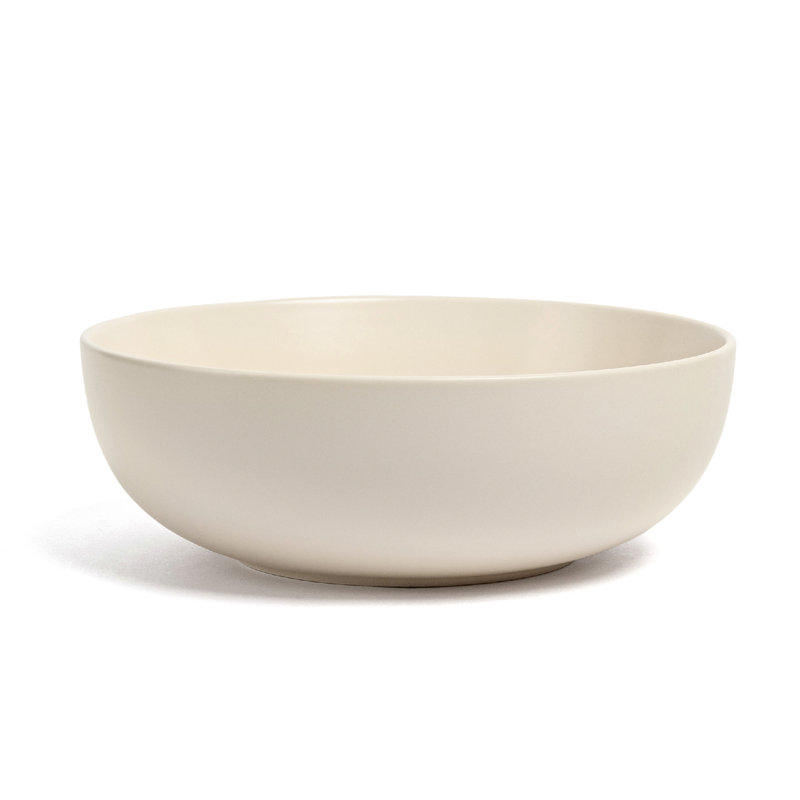 Over&Back Coupe Semi Hand-Finished Stoneware Low Serving Bowl, Ivory