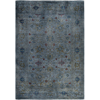 Tapis unique noué à la main Rachal - gris, 6 pi 1 po x 8 pi 10 po