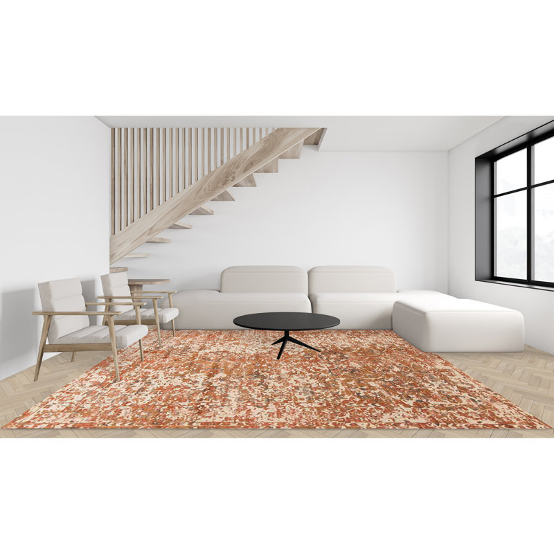 Oriental Area Rug in Rust/Light Gray, Rectangle 2' x 3'