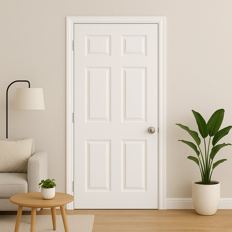 Dalle de porte intérieure à 6 panneaux apprêtés à noyau creux, 24 po x 80 po, Réversible