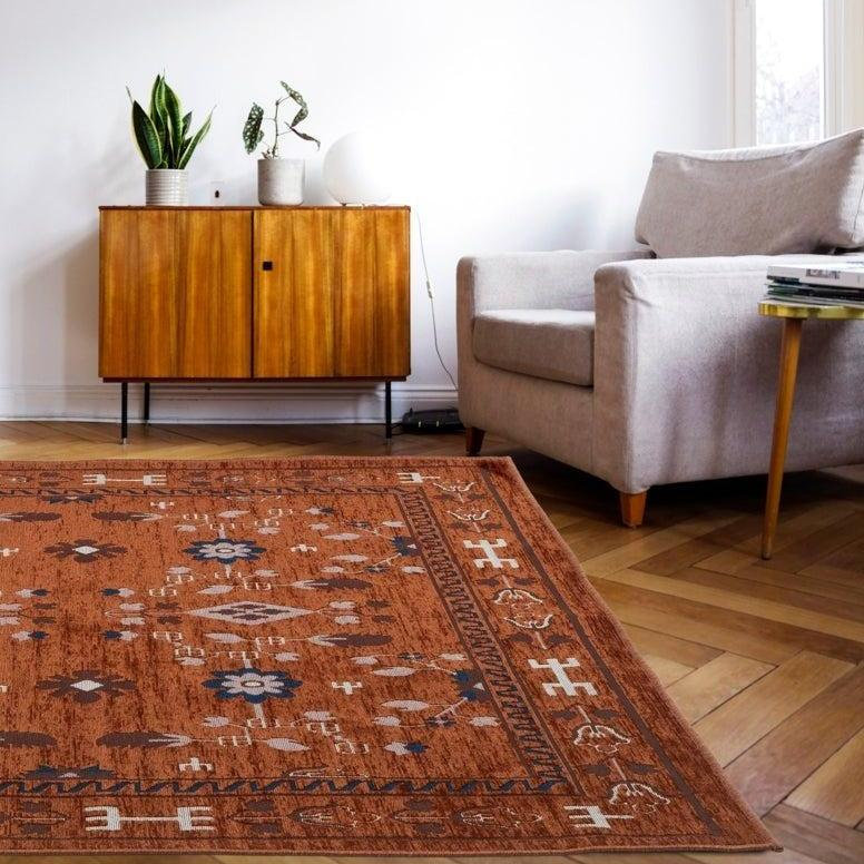 River Slim Washable Rug, Rust, 9'10" x 13'1"