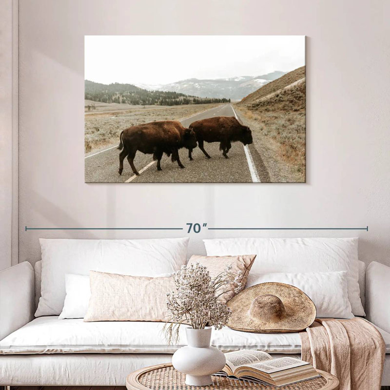 Bison Brampt dans la vallée de Lamar, H 30 po x l 45 po