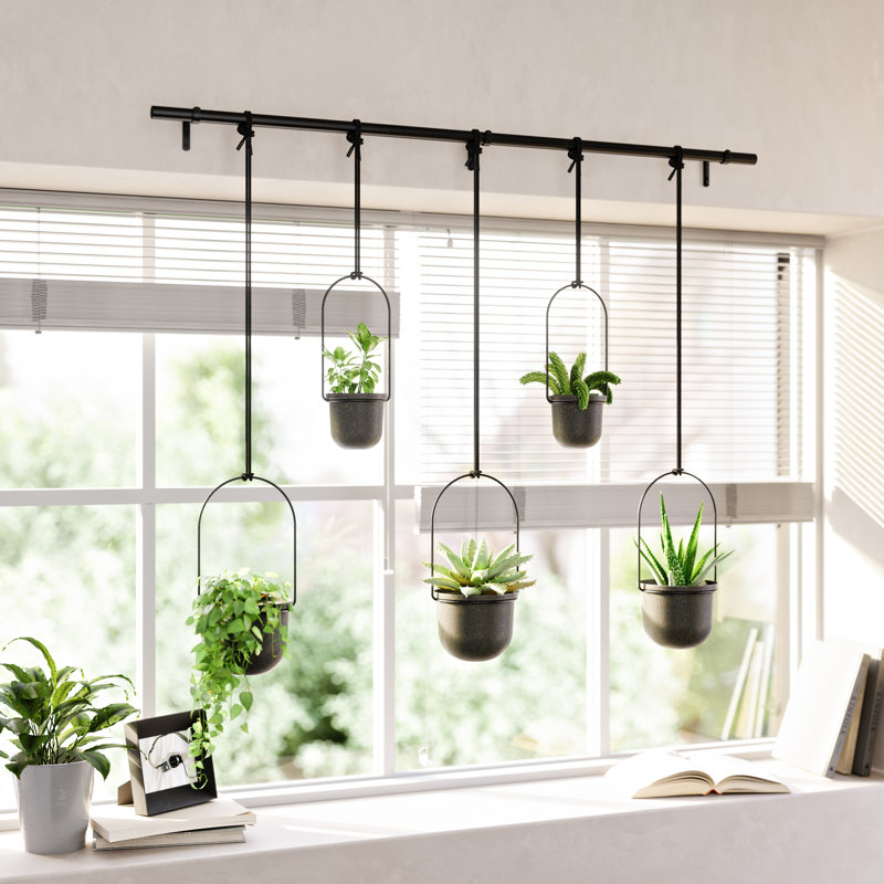 Hanging Planter with 5 pots, Black