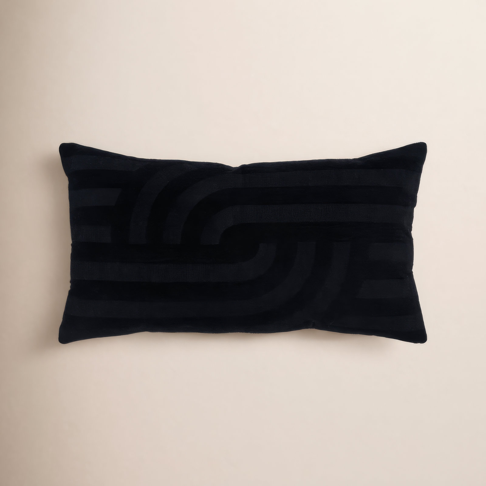 Finbar 26" x 14" Embroidered Cotton Throw Pillow, Black