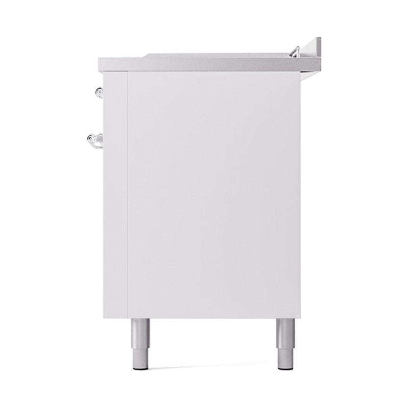 ILVE Nostalgie II Noblesse 60 po à 2 brûleurs, plaque chauffante, plaque de cuisson française, Blanc/chrome, Gaz naturel