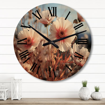 Stunning Seasonal Flowers Field - Floral Oversized Wood Wall Clock