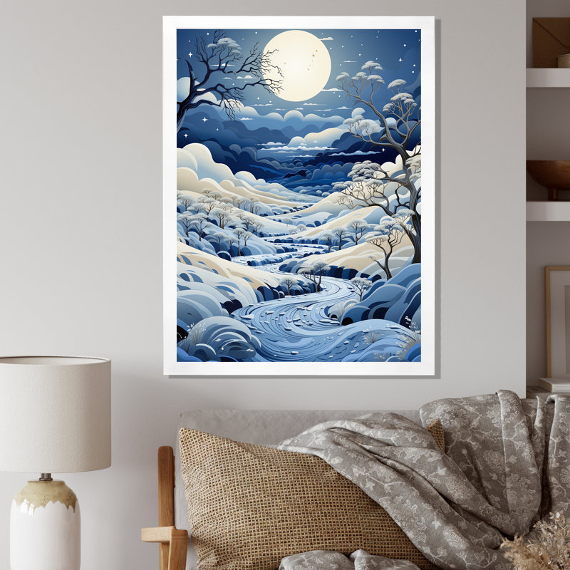 Snow Winters Moon Solitude I - impression, Cadre photo blanc, H 40 po x l 30 po x P 1,5 po