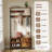 Hall Tree With Bench And Shoe Storage, Coat Rack With Shoe Storage, Wood Look, Coat Rack With Bench, Industrial Style, Large 6 Hooks, 31.5" X 15.8" X 71" Retro Brown Color-1325581601