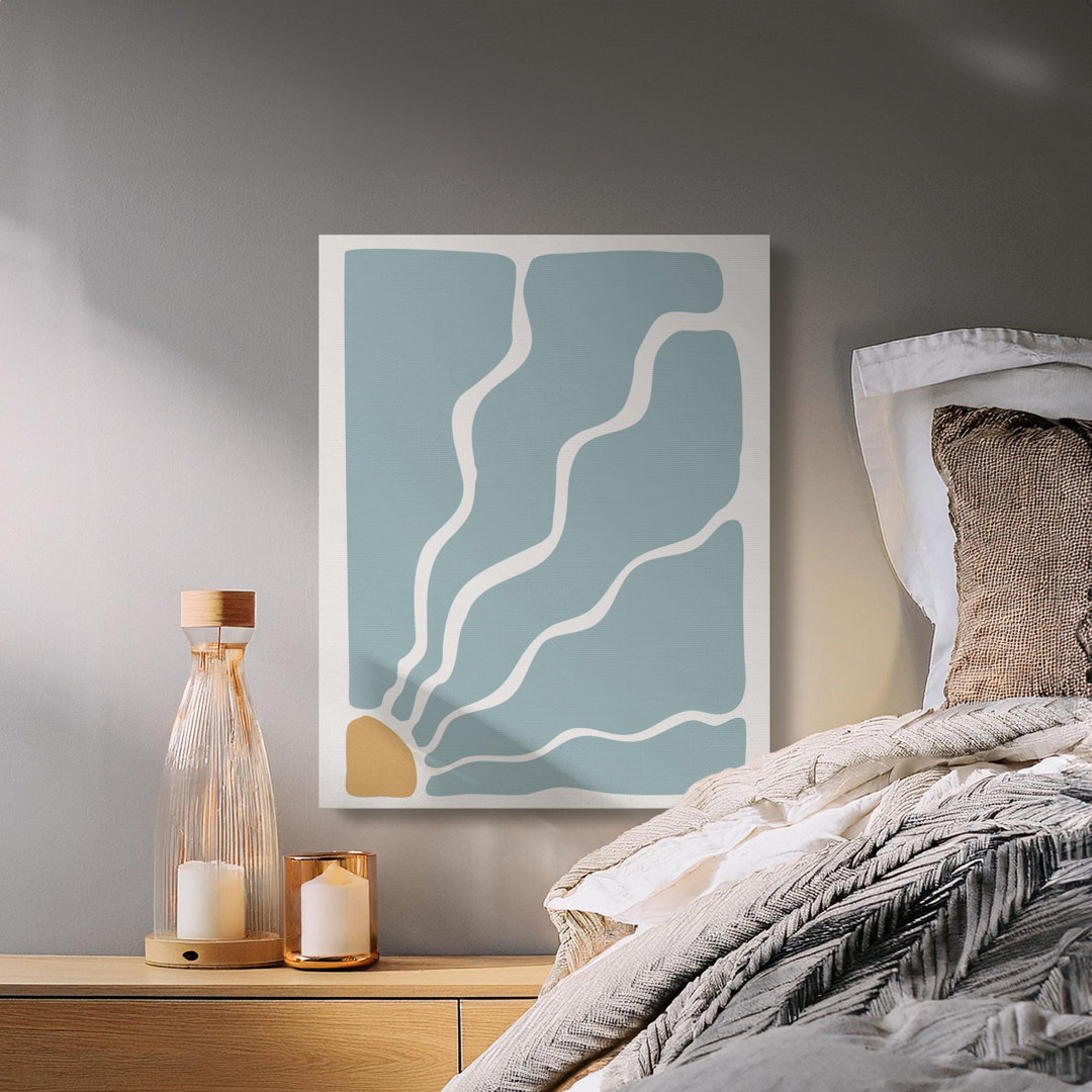 Boho Coastal Abstract Sunset Canvas Wall Art, Minimalist Ocean Wave Art Print, Modern Serene Earth Tone Home Decor