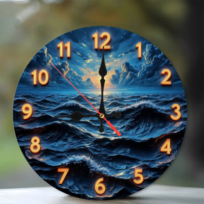 Horloge rougeoyante avec chiffres sur l'océan