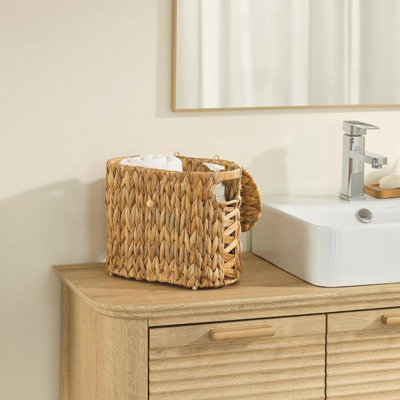  Rangement pour papier hygiénique Water Hyacinth avec couvercle pouvant contenir jusqu'à 4 méga rouleaux